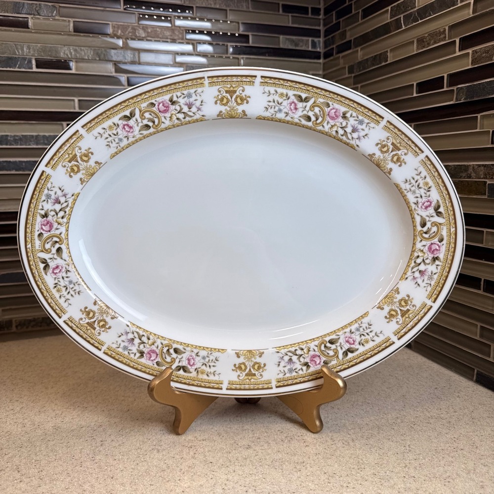VTG Wallace Heritage‎ Daphne Oval Serving Platter 14" Fine Porcelain China Japan